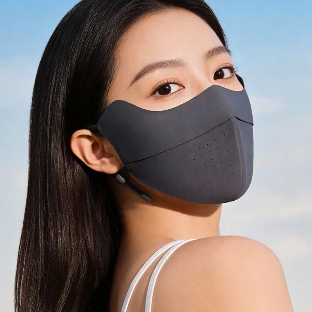 

Adjustable Summer Ice Silk Mask Breathable Sunshade Sunscreen Mask Thin Solid Color Face Gini Mask Golf