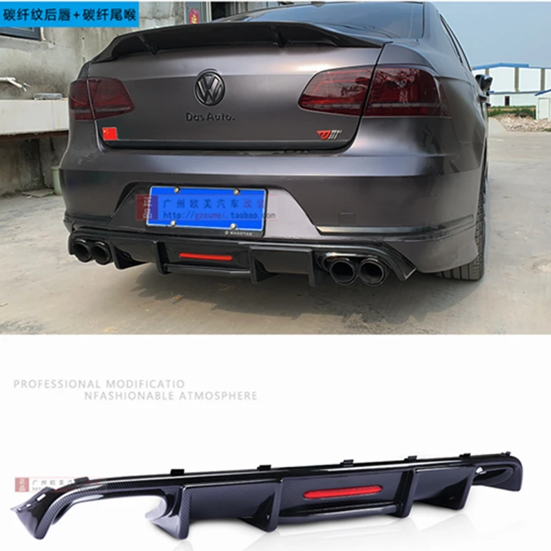 

For Volkswagen Passat B7 2012-2016 ABS Black Rear Bumper Lip Trunk Spoiler Rear Diffuser Protector Car Styling