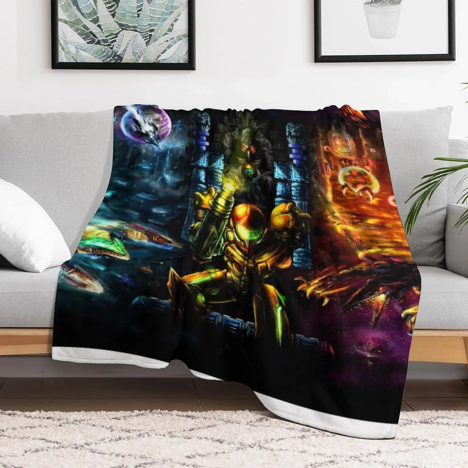 Harmony of a Hunter: 25 Years of Metroid Throw Blanket Fuzzy Plush Throw Blanket for Sofa Chair