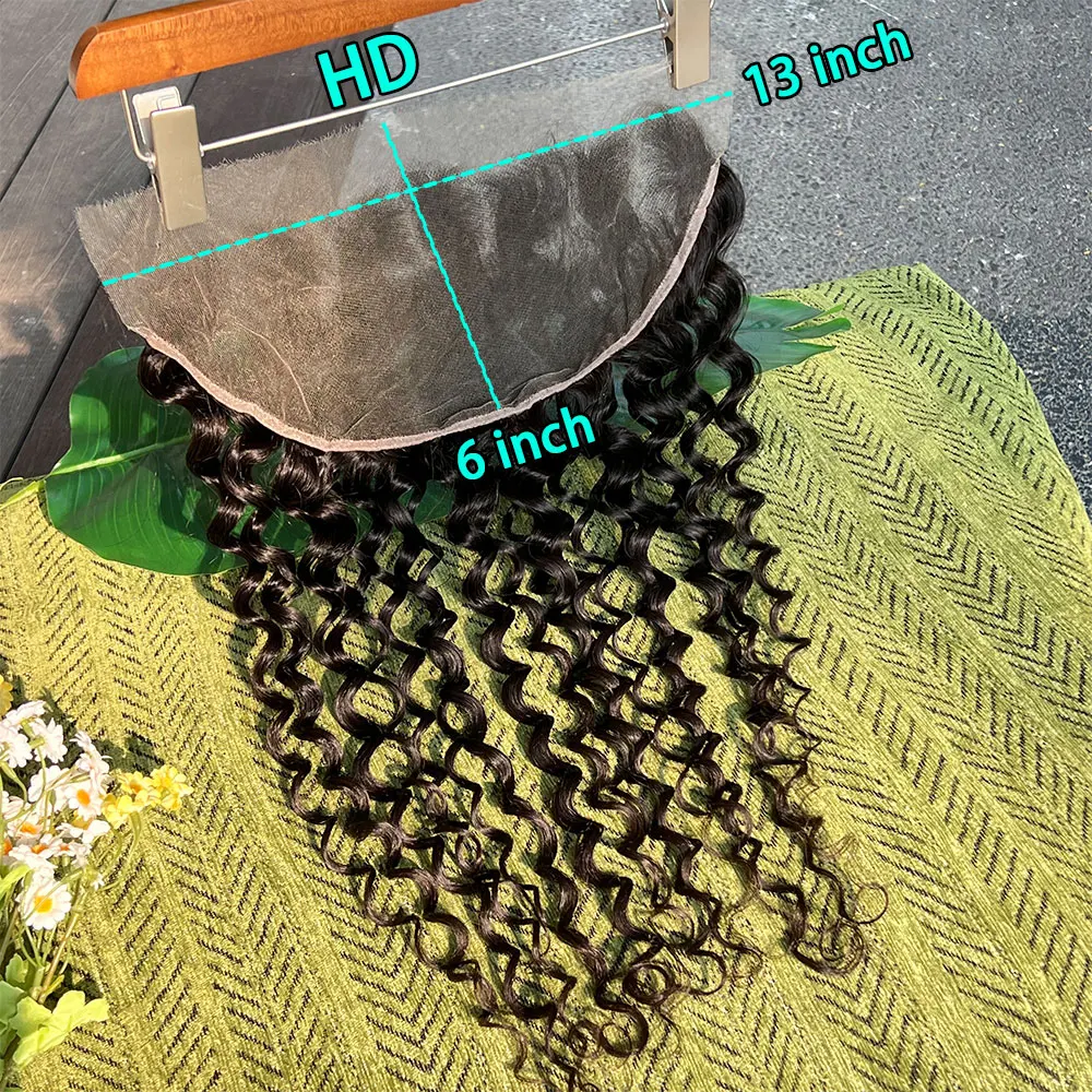 Water Wave 13x6 HD Transparent Lace Frontal Wet And Wavy Human Hair Frontal Pre Plucked HD Lace Closures Sew In