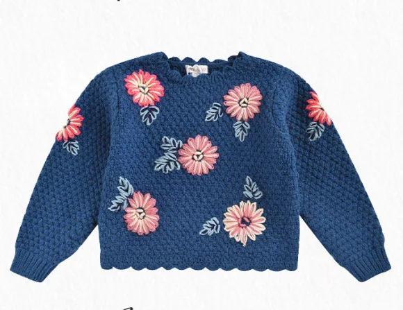 

kids sweaters 2025 new winter girls cute flower embroidery wool sweaters