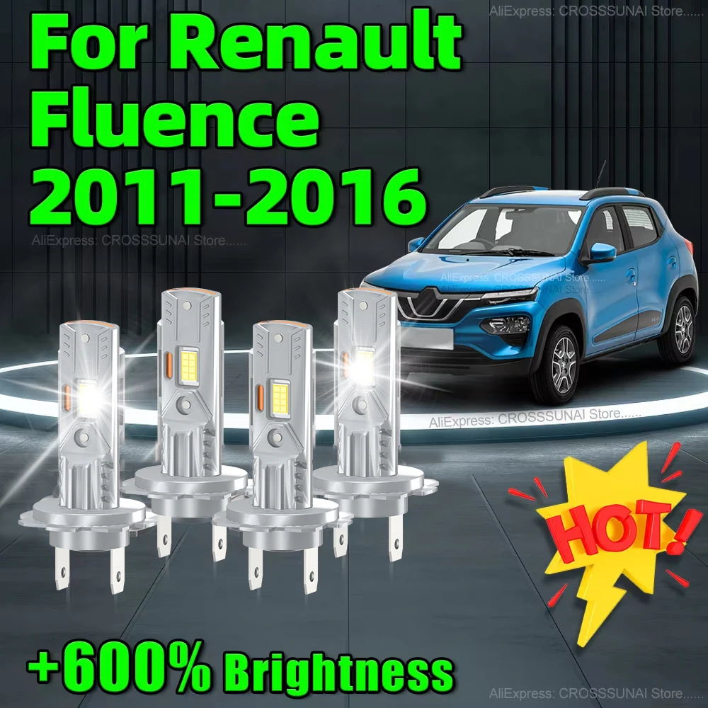

2/4Pcs LED Headlight Wireless Car Light 400W H7 6000K Light Bulbs For Renault Fluence 2011 2012 2013 2014 2015 2016