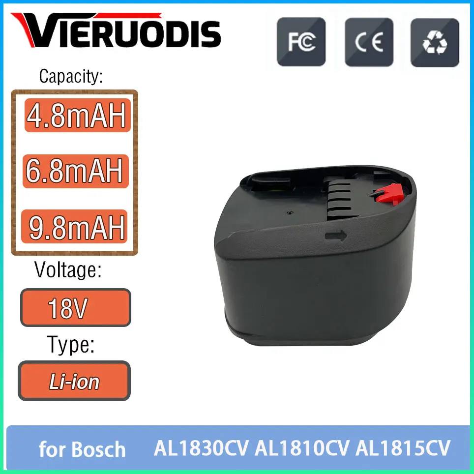 

6.8/9.8Ah Li-ion Rechargeable Battery 18V for Bosch Tools PSB PSR PST 18 Li-2 2607335039 2607335040 2607336208 (only for Type C)