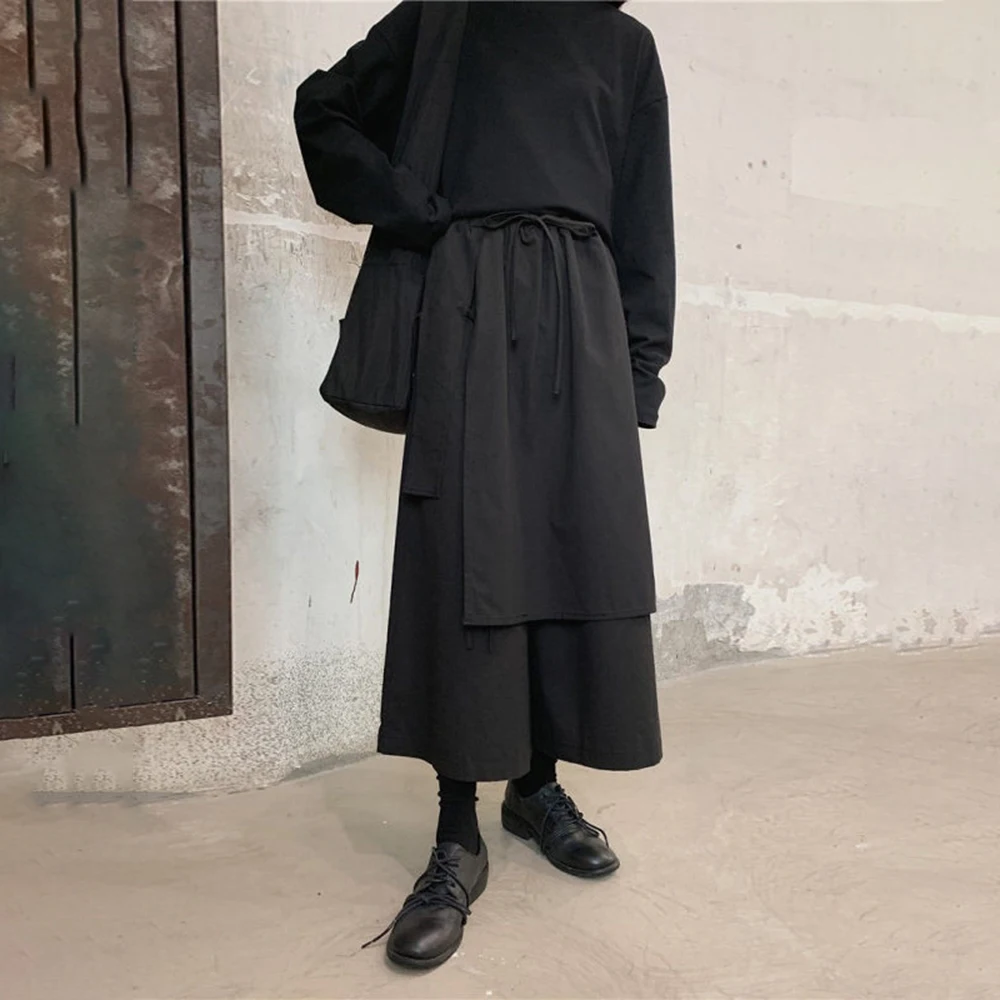 XS-5XL Summer Unisex Double-Layer Skirt Pants American Retro Fashion Trend High Street Casual Breathable Gender-Neutral Bottoms