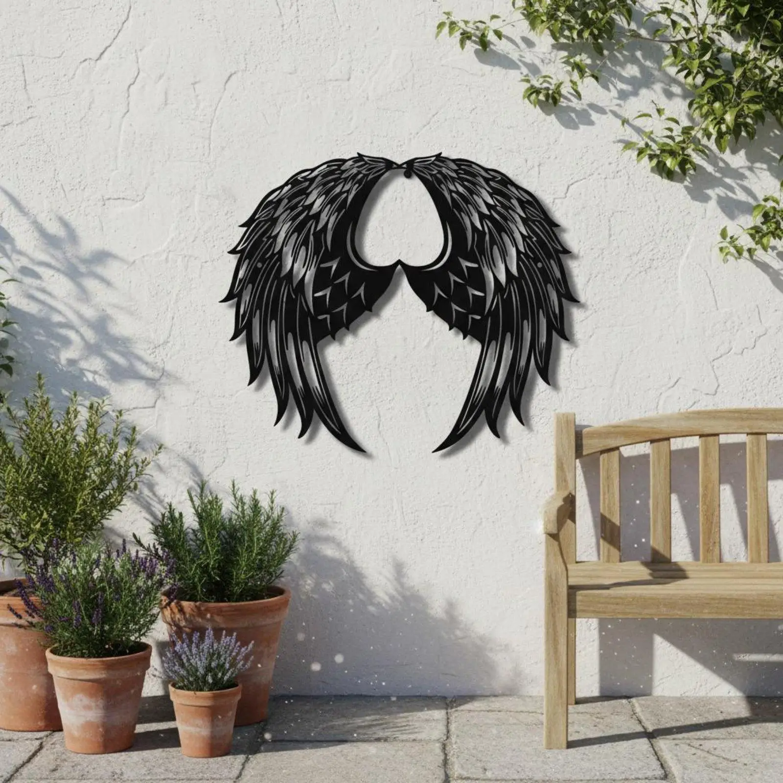 Metal Angel Feather Wall Art for Living Room Aesthetic Hollow Out Iron Wall Hanging Home Decor Gift