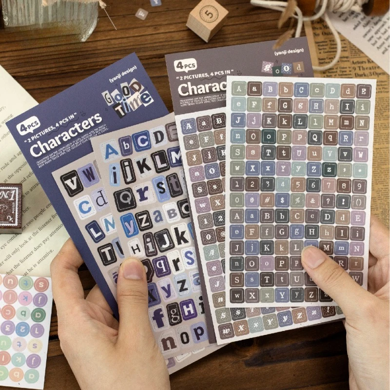 Vintage Number Letter Label Landscape Sticker Creative DIY Journal Material Collage Scrapbooking Stationery