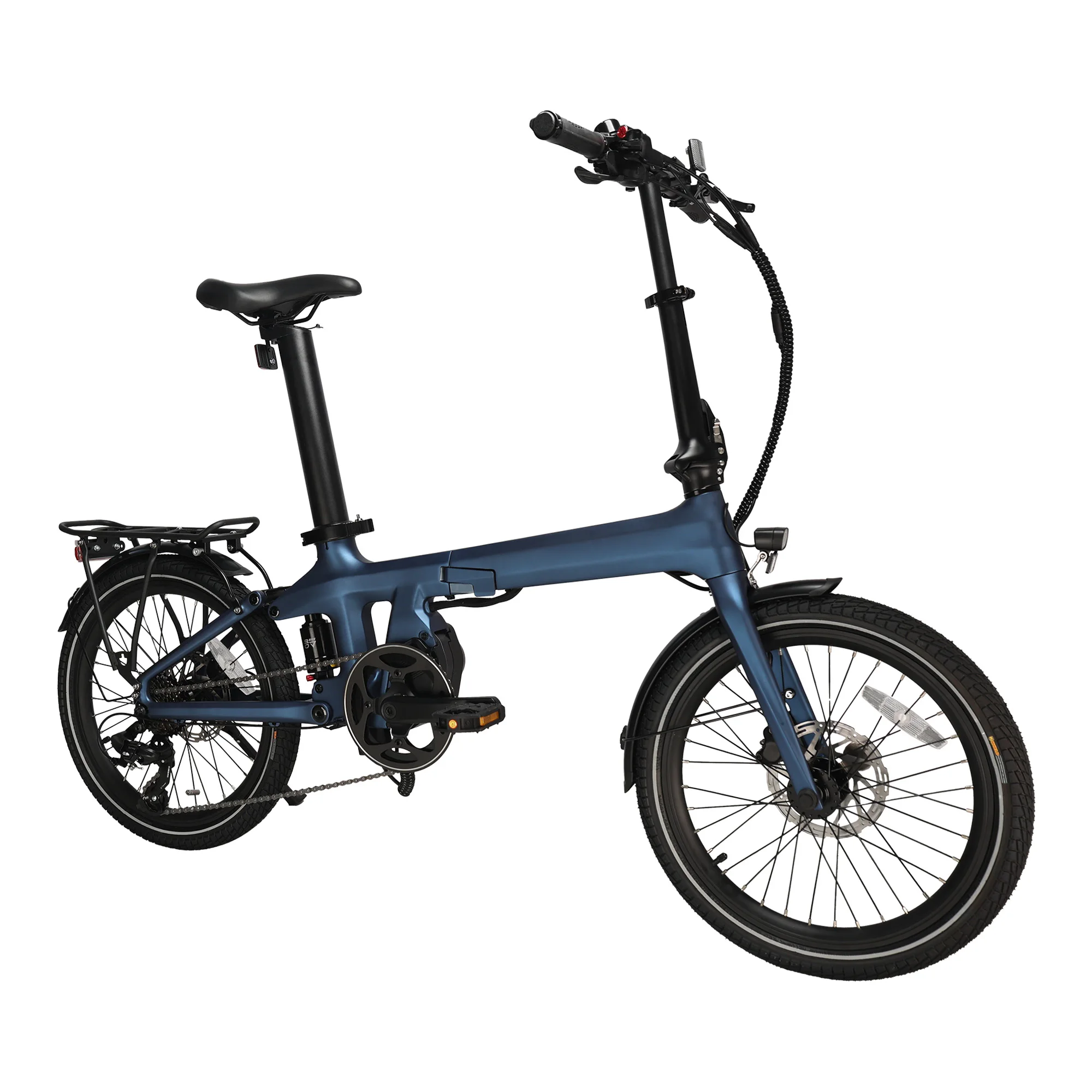 Carbon Fiber Folding E Bike 20 Inch, 250W Hidden Battery Belt Drive, Lightweight Urban Commuter with Torque Sensor Use