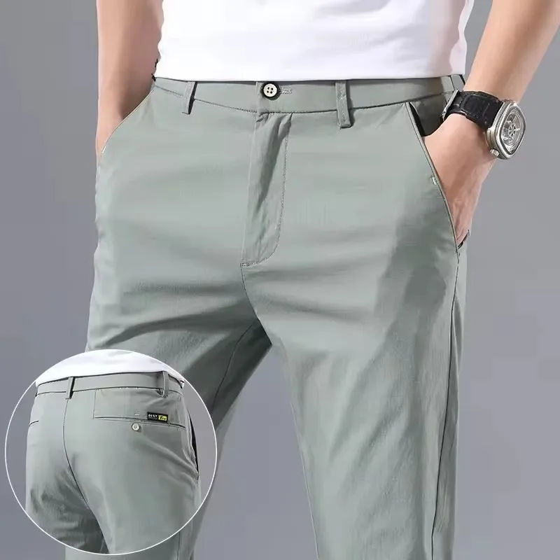 2026 Spring Autumn Thin Slim Men Casual Pants Classic Business Cotton Stretch Golf Trousers Korean Fashion Male Clothing Pants