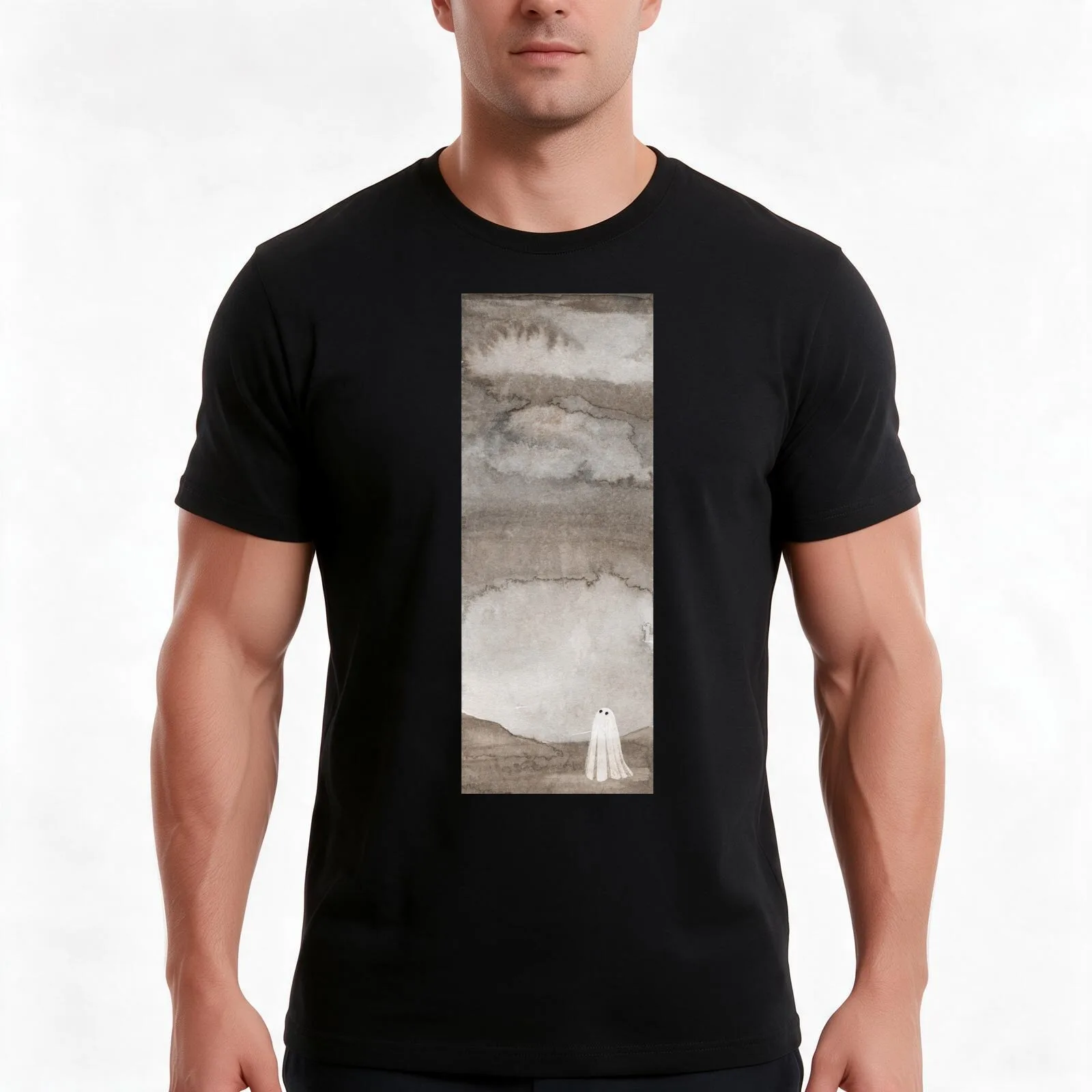 Walter Watercolour 1 T-Shirt, Summer Casual Cotton Tee, Oversized Streetwear Tops, Vintage Graphic Print, Loose Fit Short Sleeve