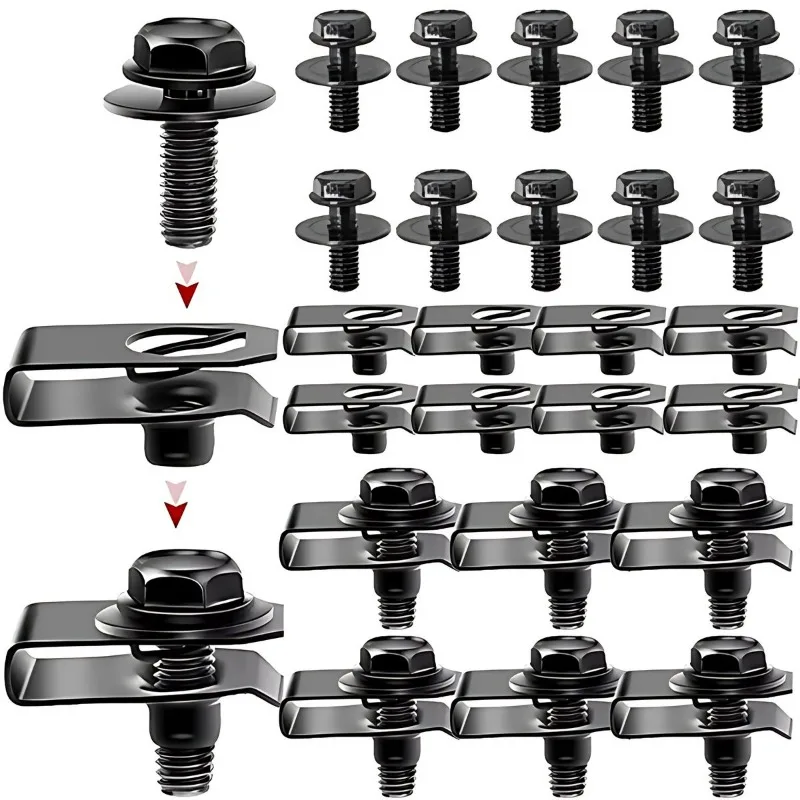 Car Body Bolts U Type Nut Clips M6 Automobile Bumper Fender Rivet Engine Cover Undertray Splash Shield Guard Liner Screws Clips