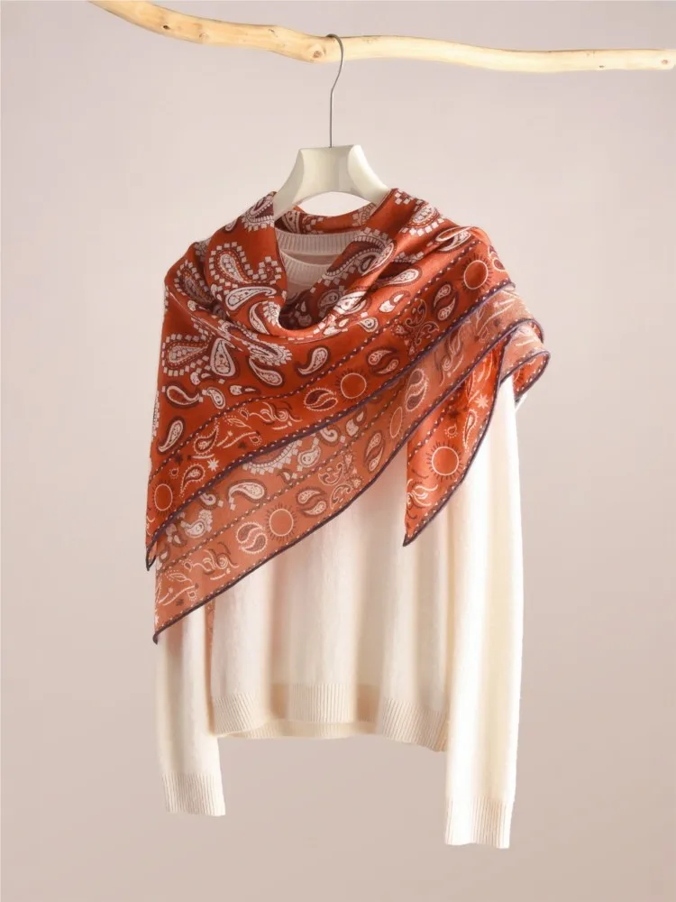 Flower-water-soluble fur scarf large square new silk summer air-conditioned room shawl outerwear