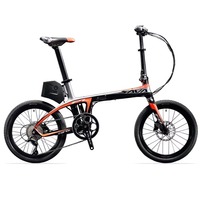 Carbon Fiber Lithium Battery Bafang Max Drive E Bike 20 Inch 9 Speed 250W Ebike Black