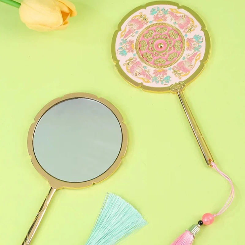 New Chinese Style Relief Hand Mirror, Yangzhou Cultural Souvenir Compact, Embossed Travel Gift for Women & Collectors