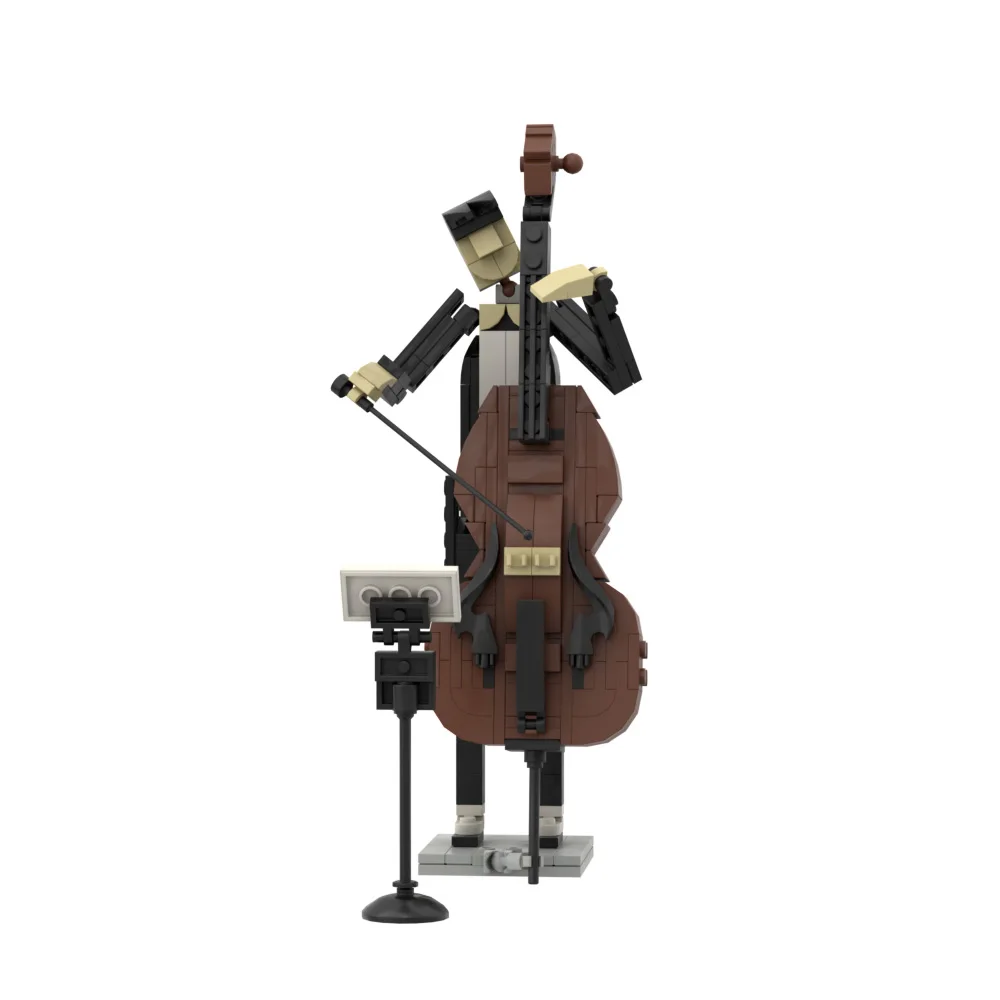 MOC Music Performance Saxophone Girl MOC 21334 Custom Built Guitar Violinist Special Display stand Building Blocks Guitar Toy