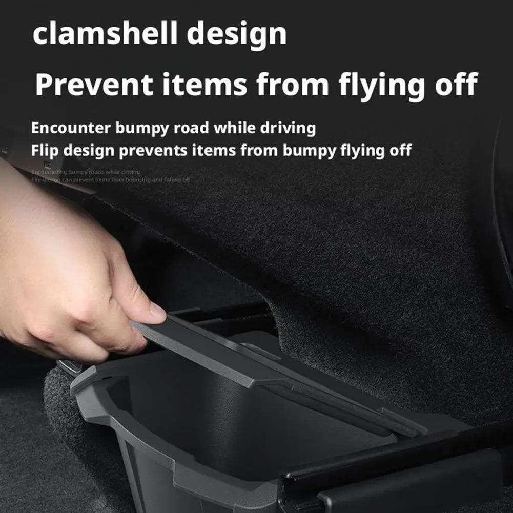

For Tesla Model Y Juniper / Launch 2025 Rear Seat Storage Box TPE Under Seats Storage Tray Trash Can Organizer Car Accessories