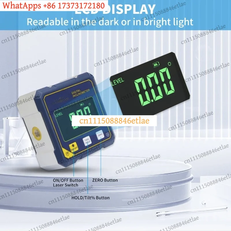 Rechargeable Digital Angle Finder Dual Laser 4-Side Magnetic Inclinometer Woodworking Measuring Tool Level Box Protractor