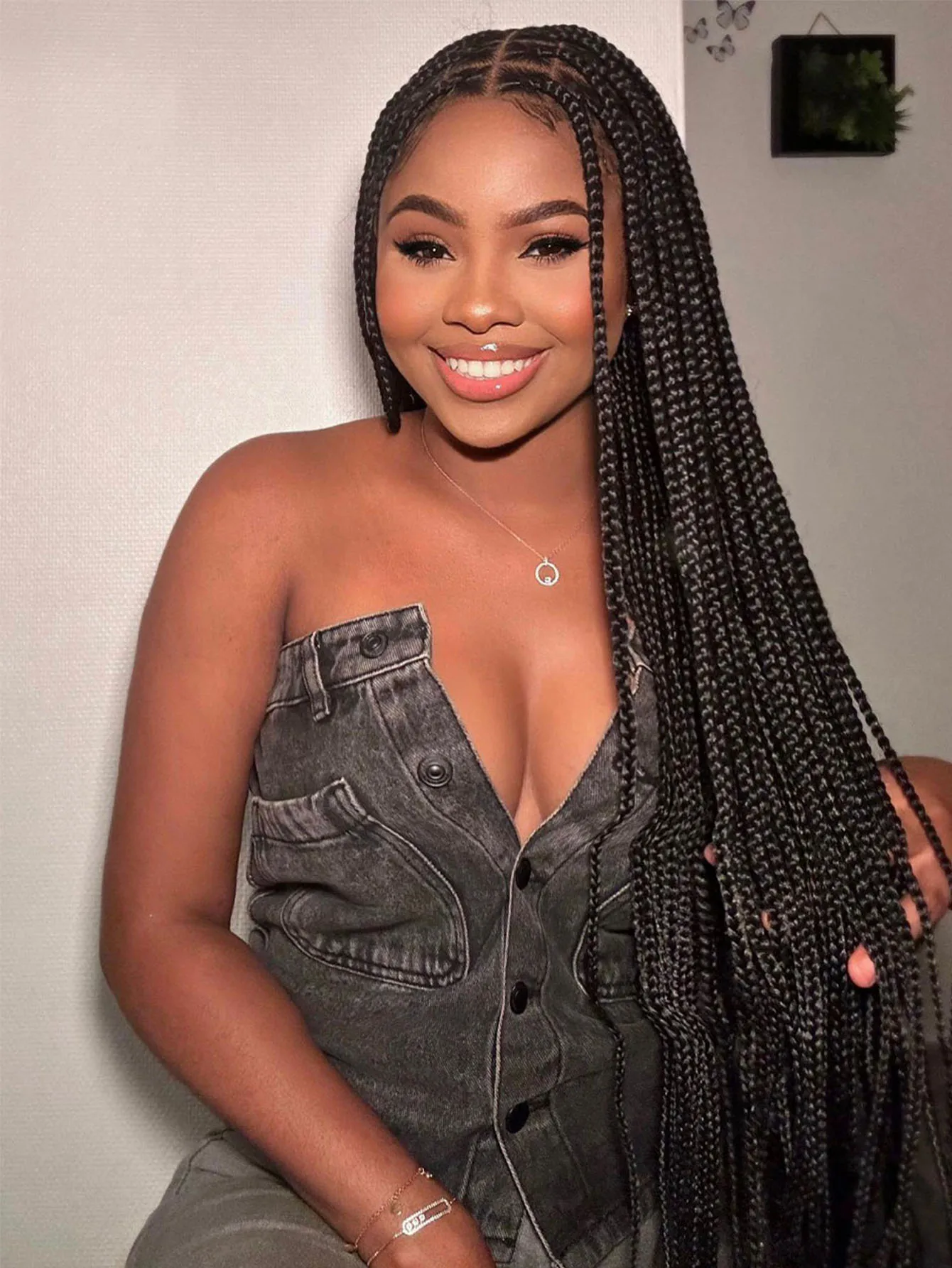 Synthetic Full Lace Wig Knotless Braided Wigs For Black Women Cornrows Machine Made Lace Braiding Wig 36Inches