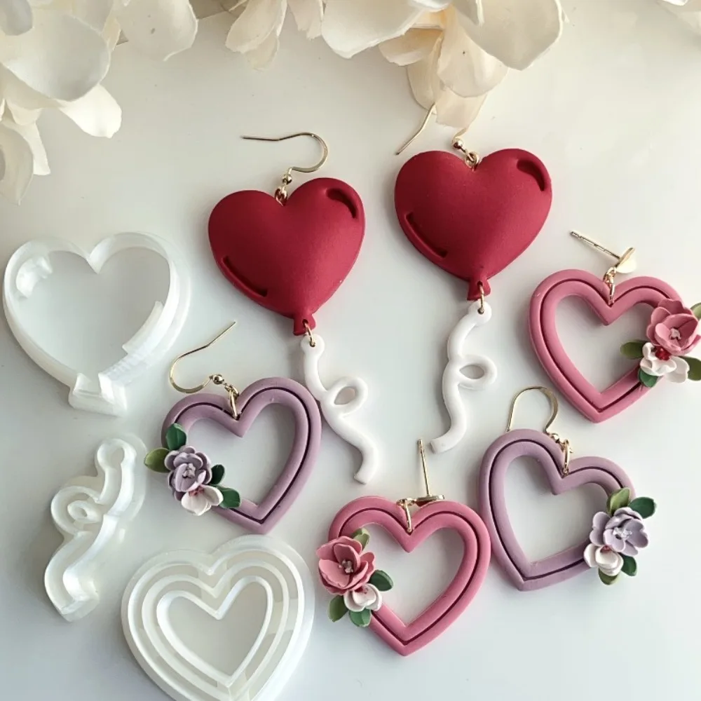 3Pcs Love Balloon Heart Polymer Clay Cutters Set Valentine's Day Clay Molds for DIY Earrings Jewelry Making Craft Tools for Clay