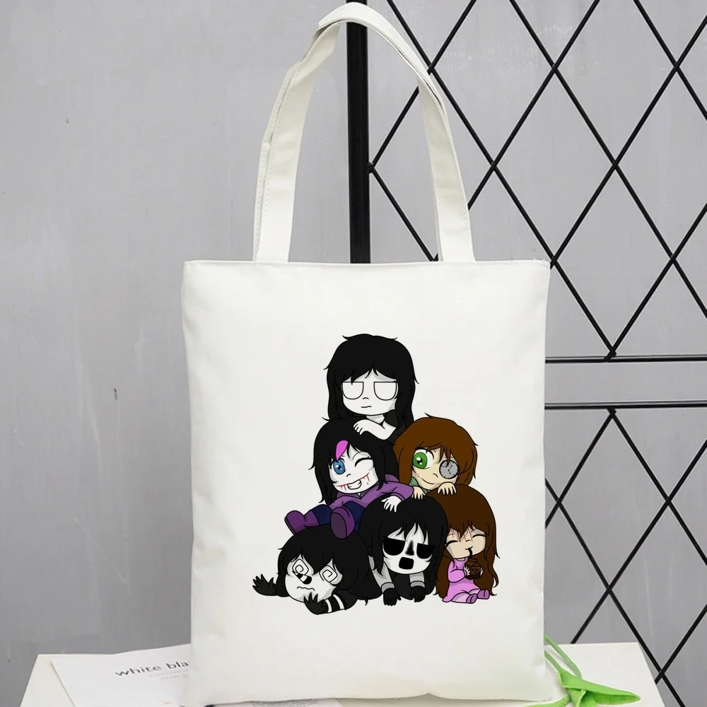 Creepypasta tote bag einkaufstasche shoulder  shopper foldable personnalisable femme