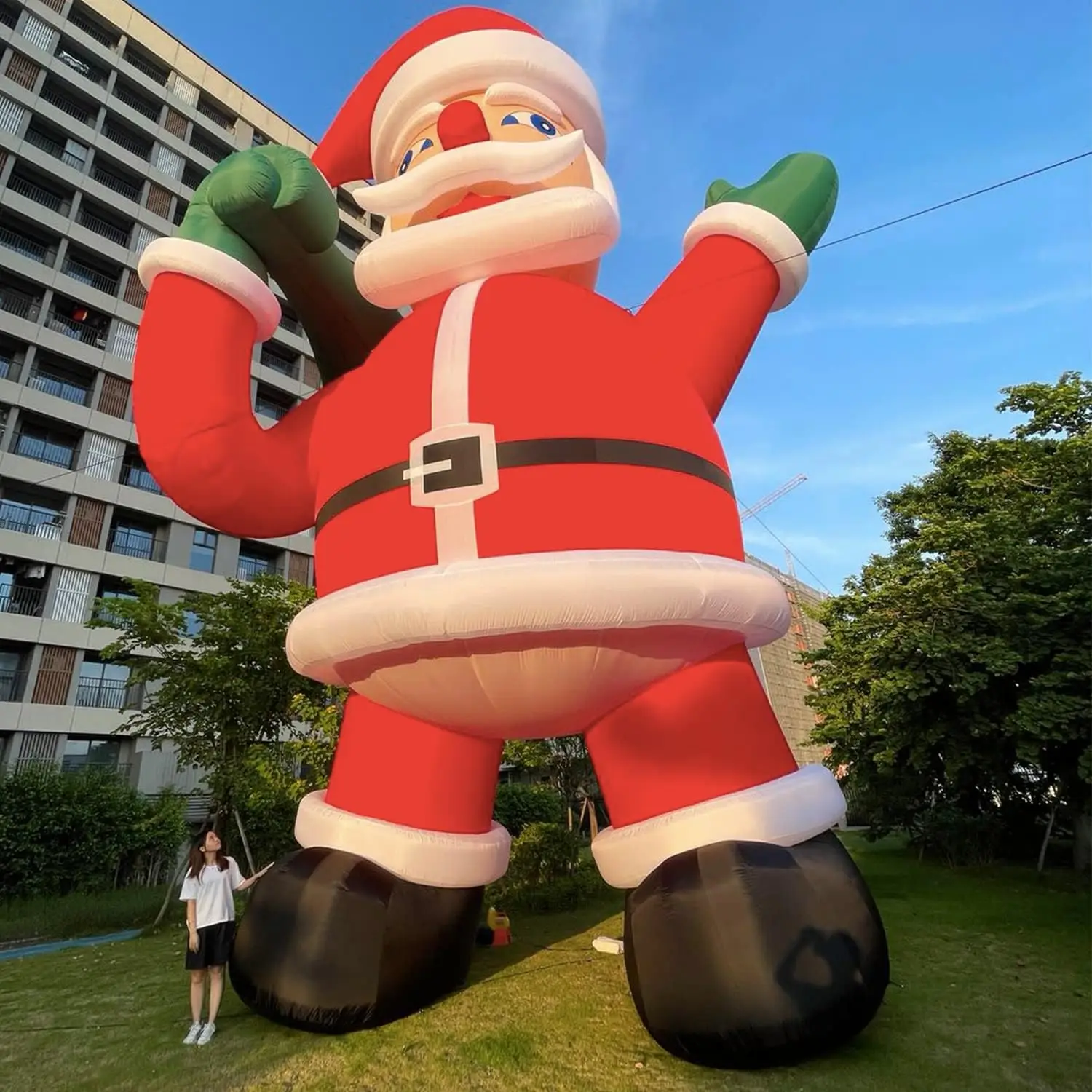 Gigante inflável papai noel decoração de quintal de natal com ventilador explodir decorações de natal ao ar livre festa de feriado de natal