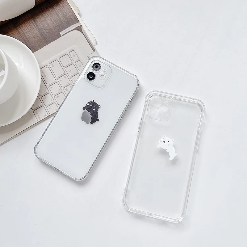 Custodia per telefono divertente cartone animato per iPhone 16 15 14 13 12 11 Pro XS MAX 7 XR 8 7 Plus Cover trasparente Fundas