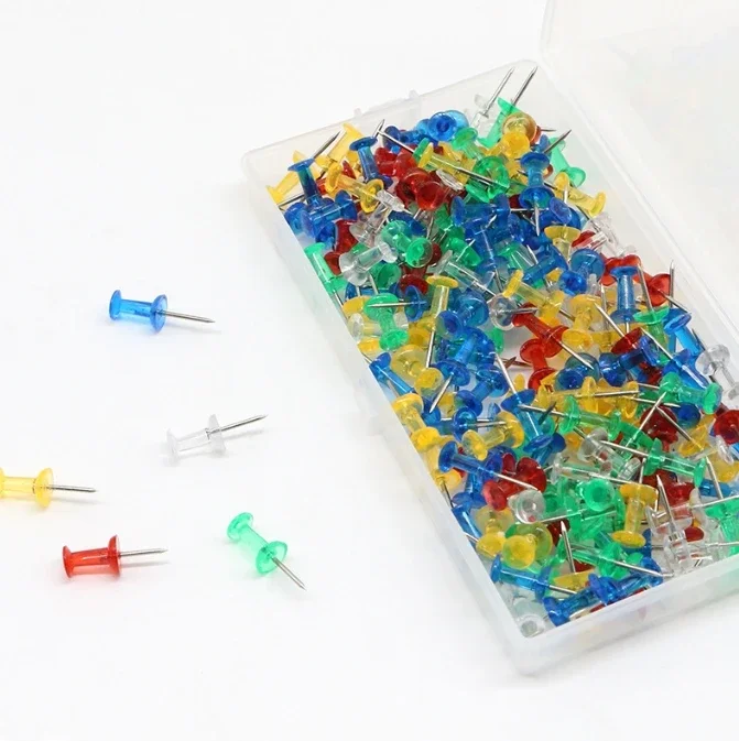 Picture 4: Multicolor Plastic Tacks Push Pins 100 200 300 Pcs Assorted Thumb Tacks for Office School Stationery