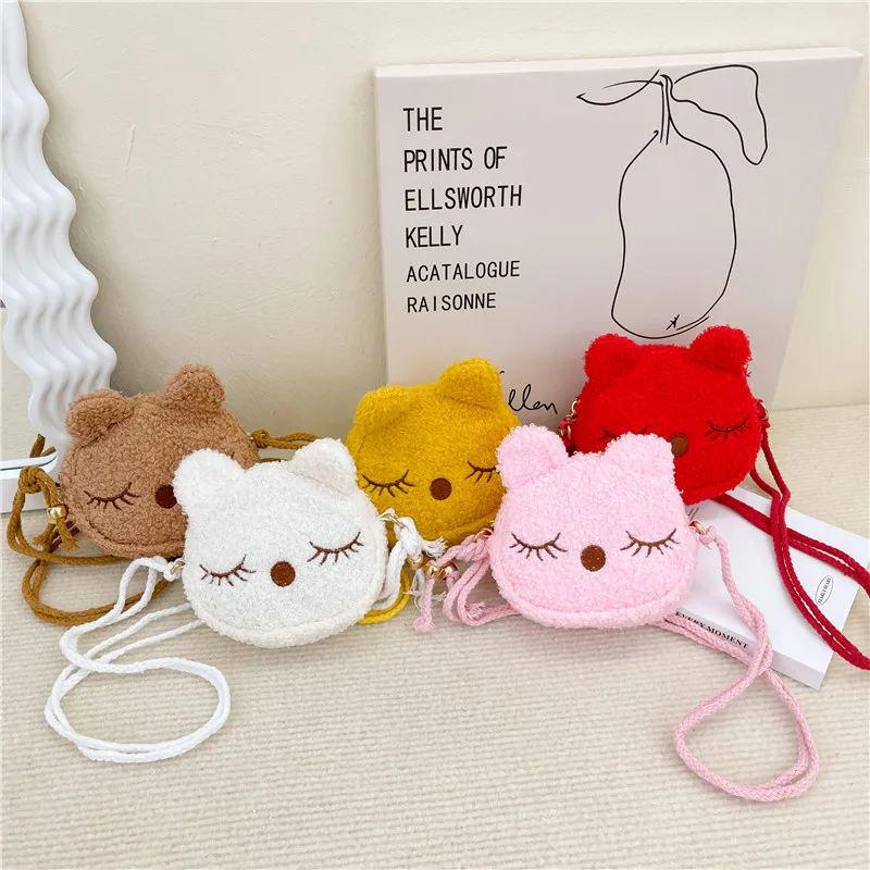 New Plush Children's Bag Mini Cute Cat Dress Up Accessories Crossbody Bag Girl Out Storage Plush Coin Purse Shoulder Bag