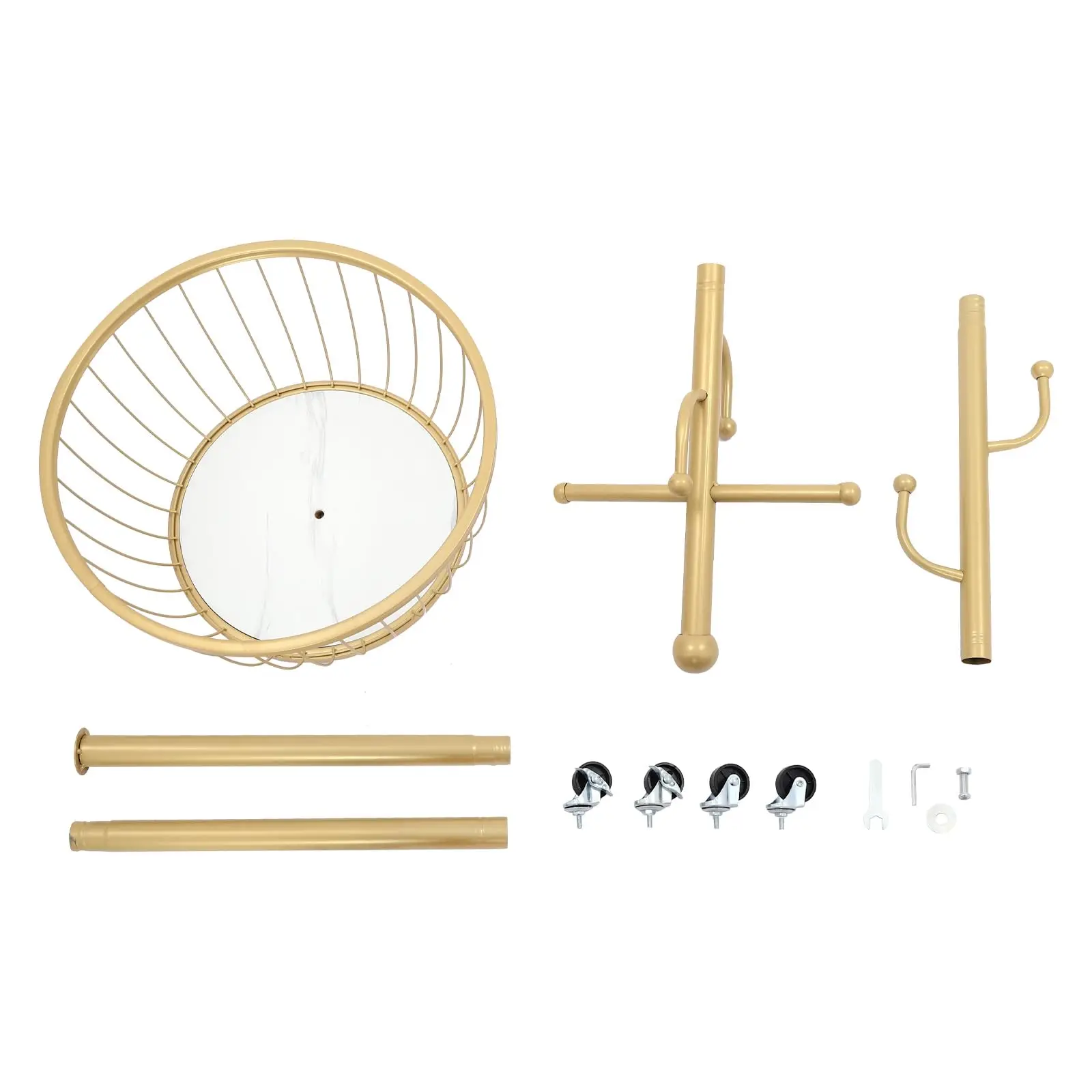 Cabide de pé com rodas, cabide de entrada moderno com cesta de armazenamento e 6 ganchos, árvore de metal de chão sta