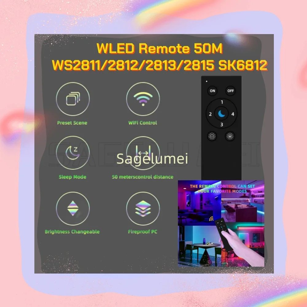 

Адресный WLED WiFi светодиодный пульт дистанционного управления DOMRAEM 50 м — ESP-NOW, диапазон 30 м, маломощная 4-сценовая память, управление без приложения, управление RGB IC
