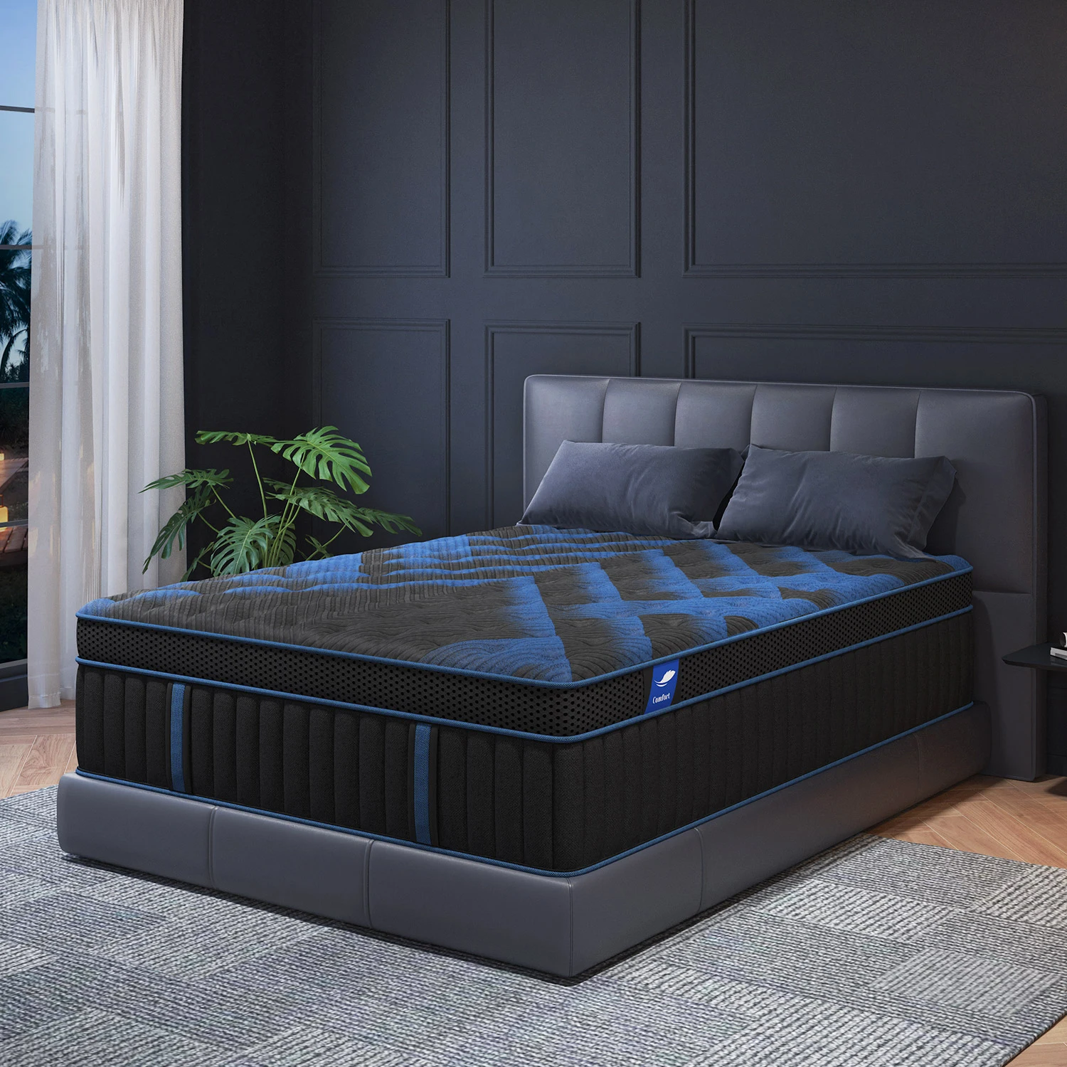 مرتبة زنبركية بجيب هجين من إسفنج الذاكرة مقاس 12 بوصة، مرتبة سرير كوين كينج كاملة في صندوق، عزل حركة متوسط ثابت #3