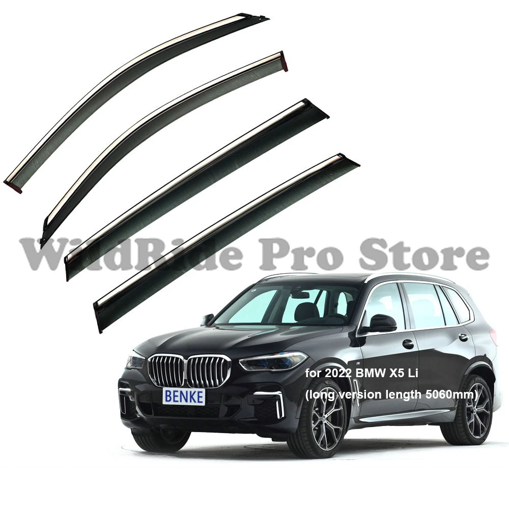 

1 set Tape-on Side Window Visor for 2022 BMW X5 Li Wind Deflector Rain Guard Dark Smoke Shatterproof 4 PCS Set Car Vent Visor