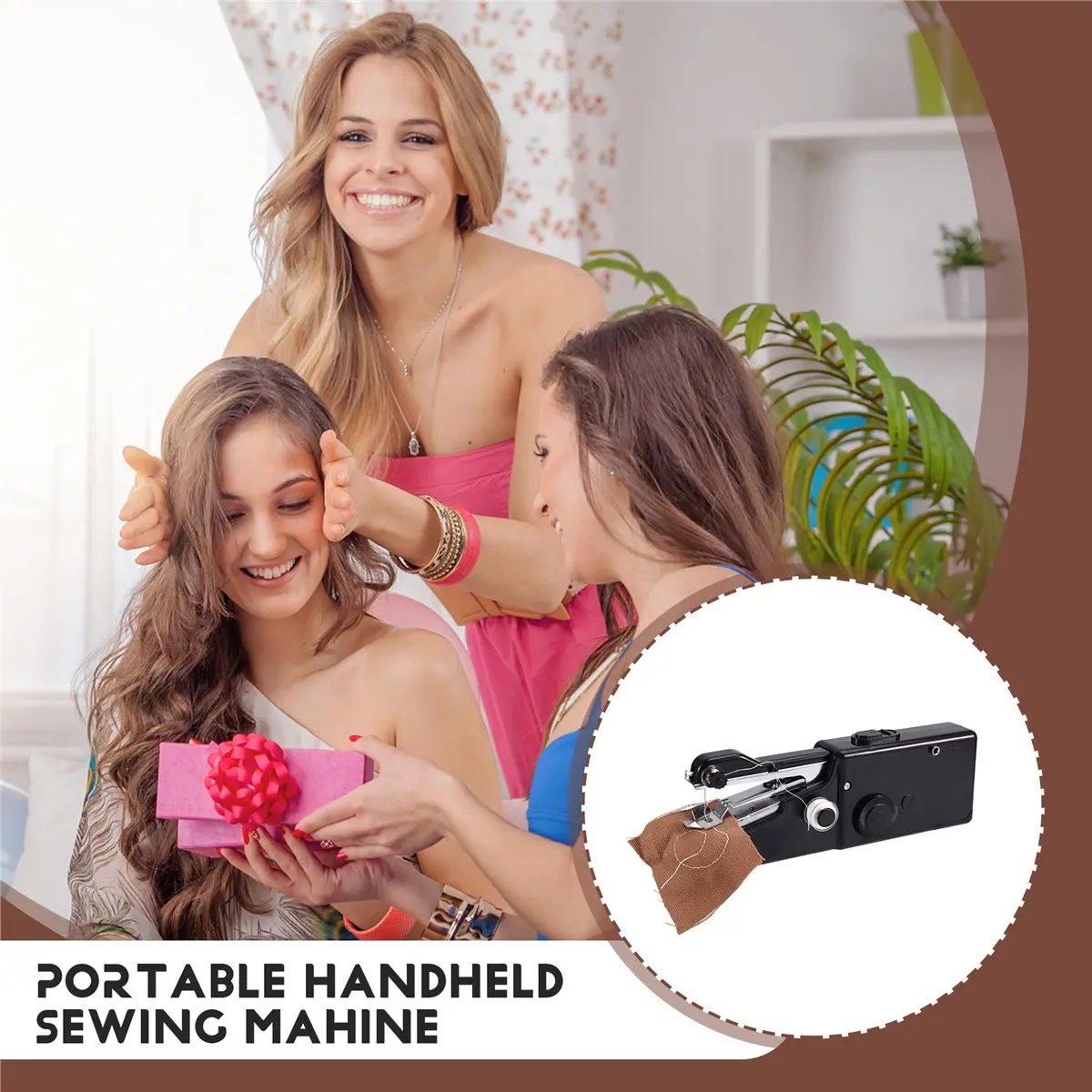 Y17A Portable Manual Mini Micro-Home USB Electric Sewing Machine Easy-to-Sew Shirt Pocket Handheld Sewing Machine Black