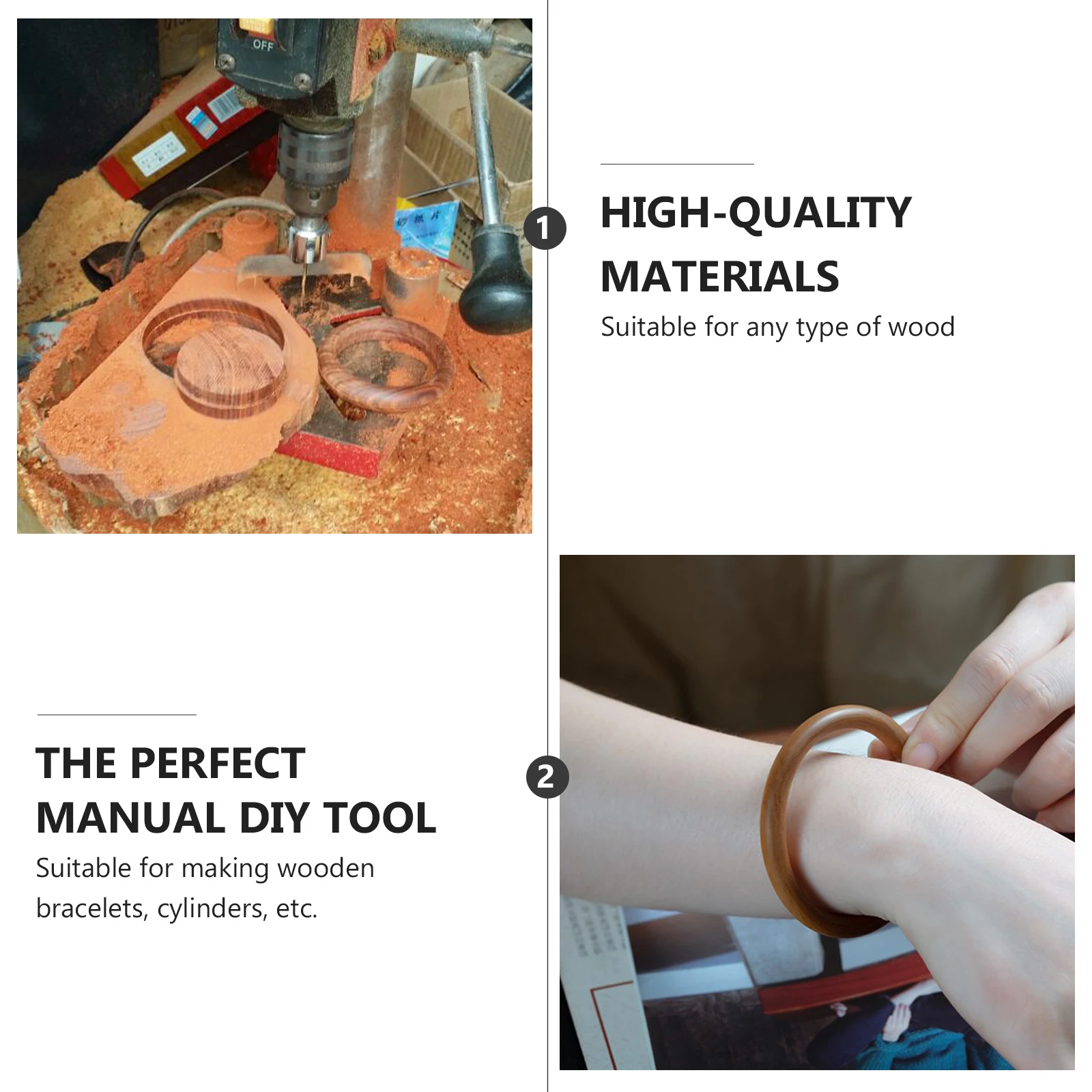 

Bracelet Milling Cutter High Speed Steel Woodworking Tool for DIY Wooden Bead Jewelry Craft Bracelet Ring Thickness Adjustable