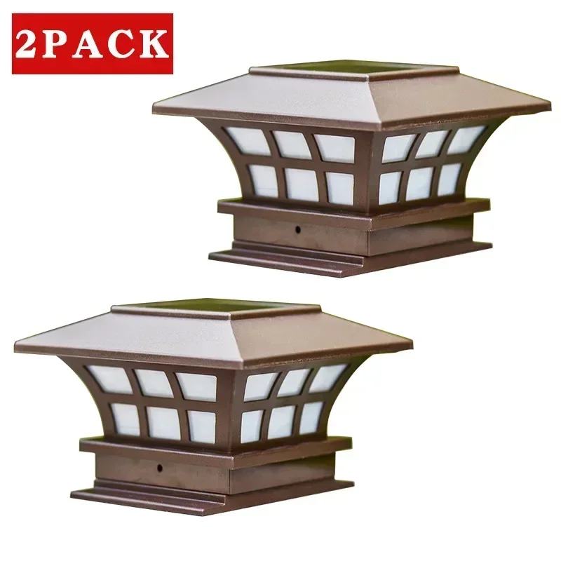 Amazon New Solar Coffee Pillar Light Outdoor Waterproof Decorative Fence Lights Garden Pillar Light Wall Lights