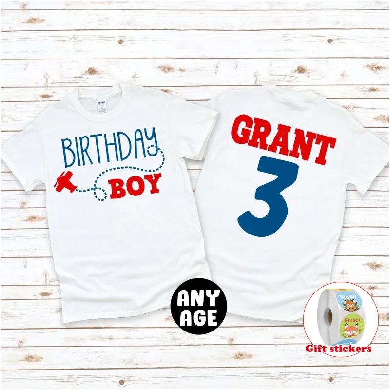 Airplane Birthday T Shirt  Kids Pilot customized Shirt  Any Age Birthday 2024 Boys Airline Customized Birthday Boy Shirt