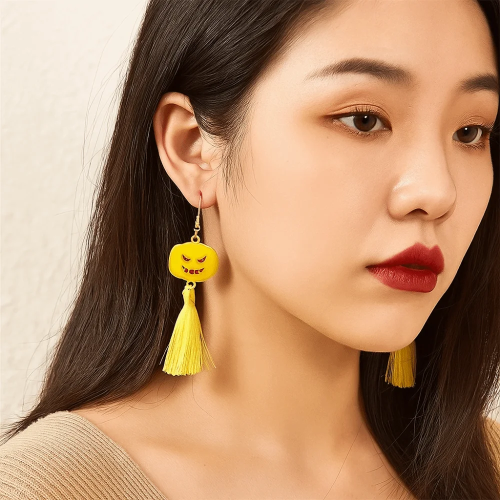 Punk Exaggeration Halloween Earrings Luminous Gothic Style Ghost Ear Studs Jewelry Resin Pumpkin Dangle Earrings Trick or Treat