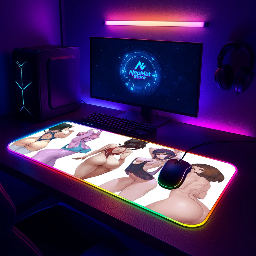 Mouspad Rgb Hentai Led Mat Hip Mouse Pad Naked butt Computer Mat with Backlight Gaming Room Glowing Keyboard Mat Large 1000x500
