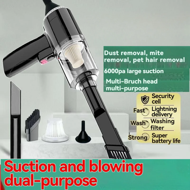 High Power Vacuum Mini Cordless Vacuum Cleaner, Rechargeable Car Family Dual-Use Powerful Vacuum Cleaner Handheld Portable Vacuu