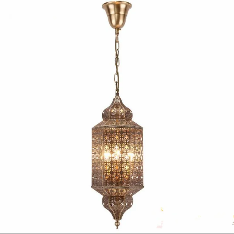 Vintage Arabic Style Restaurant Lights Southeast Asia Moroccan Hotel Bar Corridor Copper Pendant Lamp E14*3