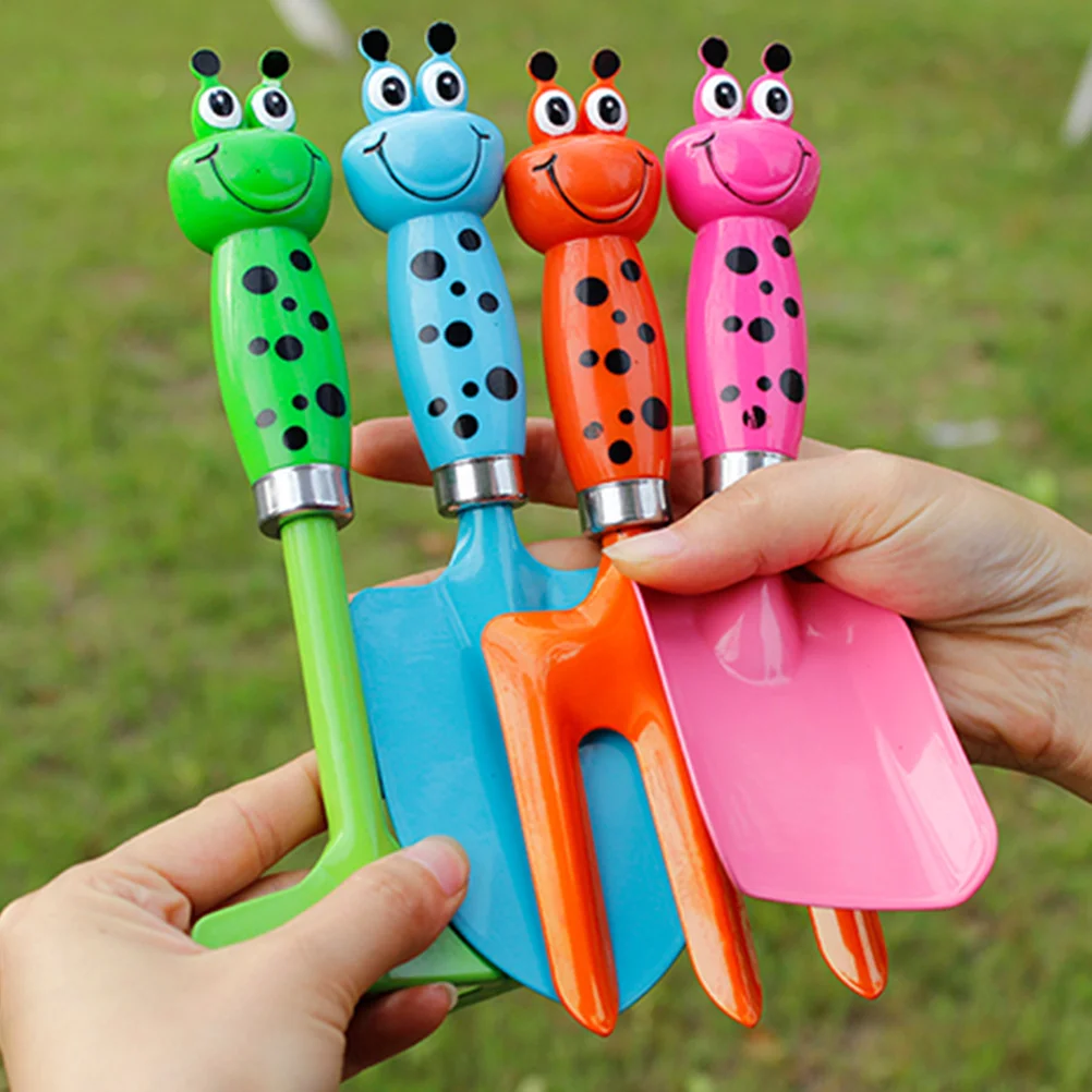 1 مجموعة 1 مجموعة من أدوات البستنة للأطفال مجموعة مجرفة رملية صغيرة أدوات حفر الزراعة في الهواء الطلق شوكة كرتونية مجموعة لعب حديقة الأطفال