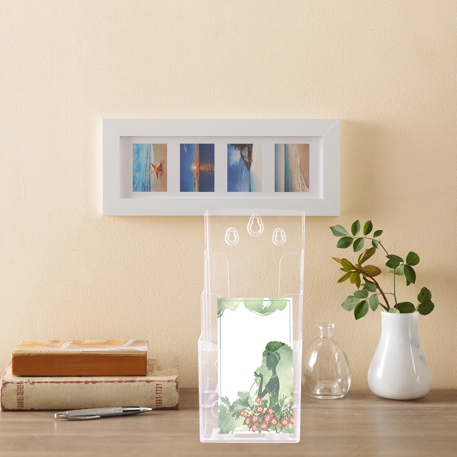 Card Holder for Desk Modern Card Stand Display Organizer for Name Cards Leaflets Smooth Glossy Finish Space