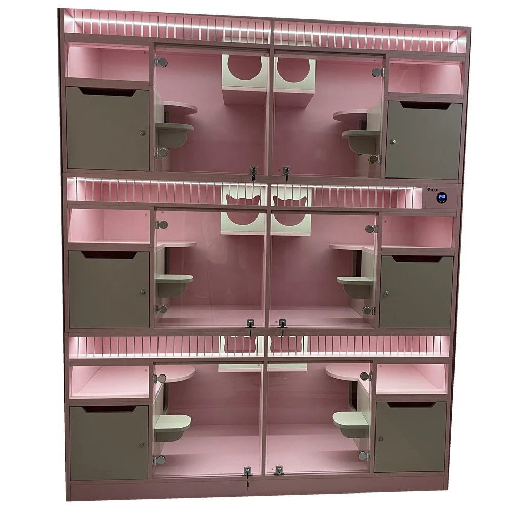 

Luxury 3-Layer Cat Villa Customizable Wooden Cat Cage Hot Sell Furniture with Elegant Interior Pet House
