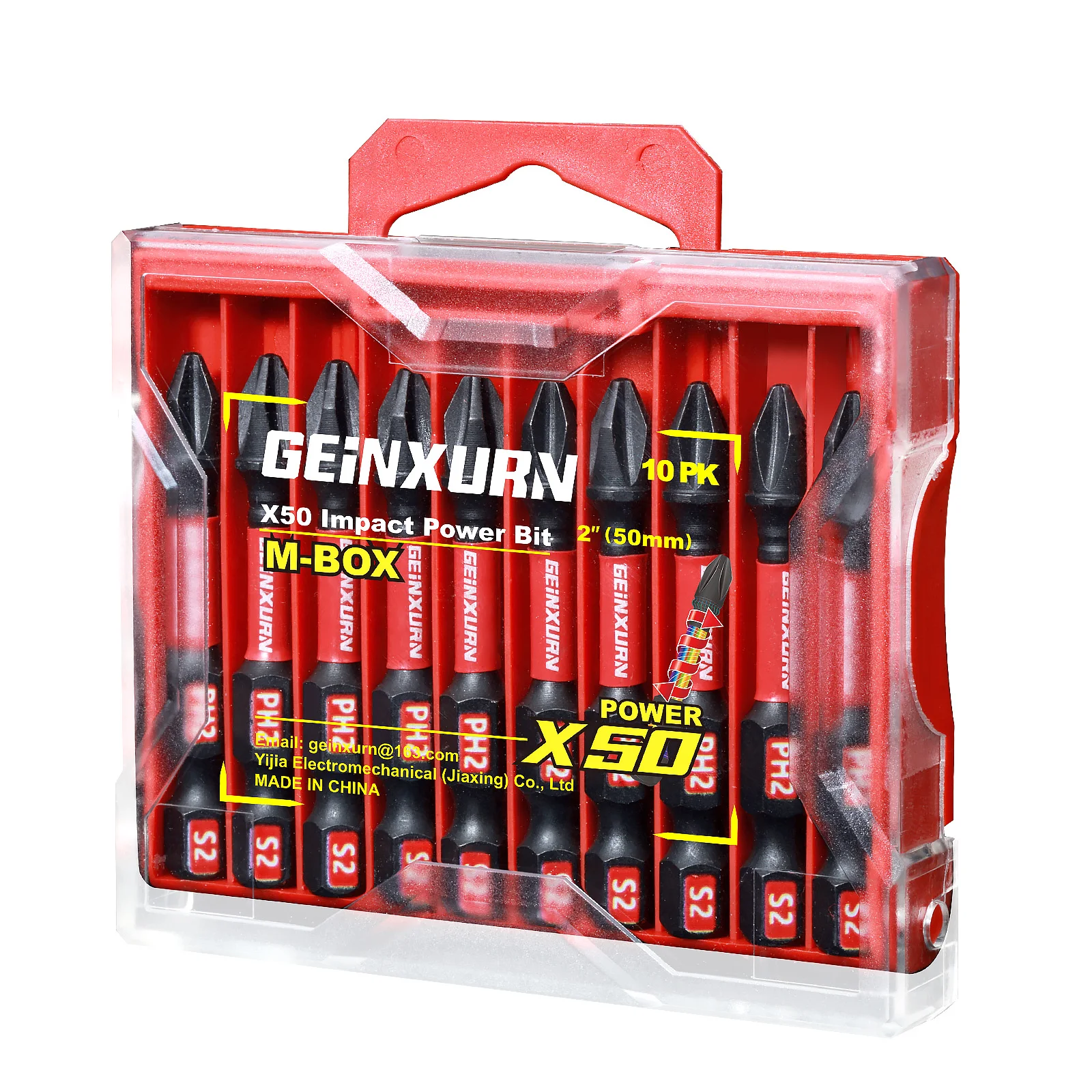 Geinxurn Impact Tough #2 Phillips Insert Driver Bits,Magnetic S2 Steel PH2 Screwdriver Bits Set with Storage M-Box