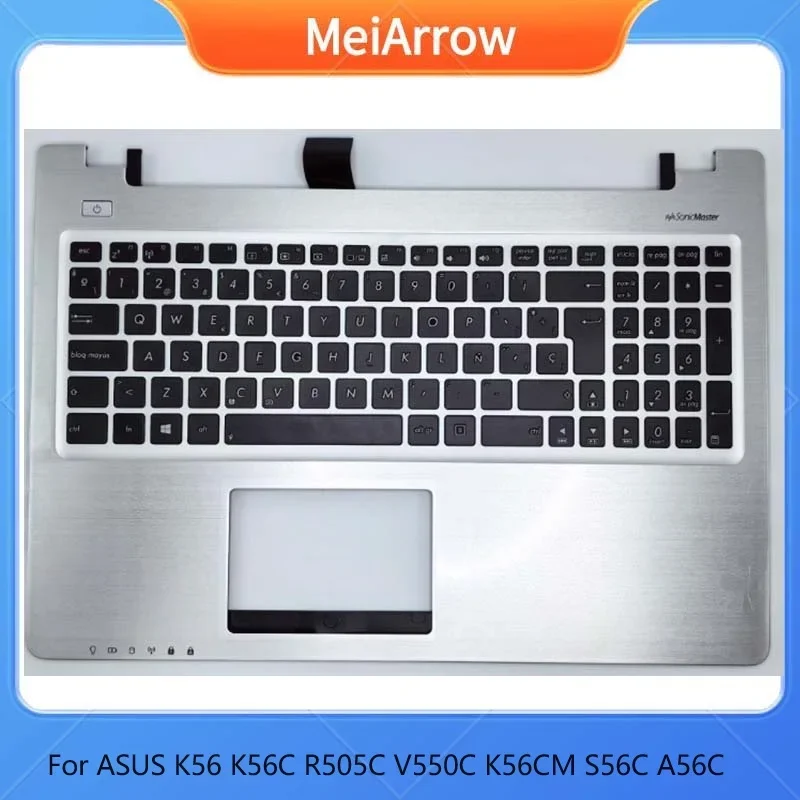 MEIARROW     New/org For ASUS K56 K56C K56CB K56CM K56CA Palmres SP Spainish Keyboard Upper cover C shell ,Silver