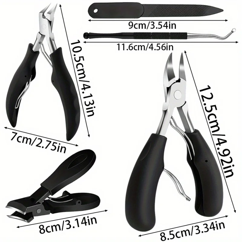 مجموعة مقصات أظافر سميكة مكونة من 1/5 قطعة من الفولاذ المقاوم للصدأ بتصميم عصري وشفرة مقعرة