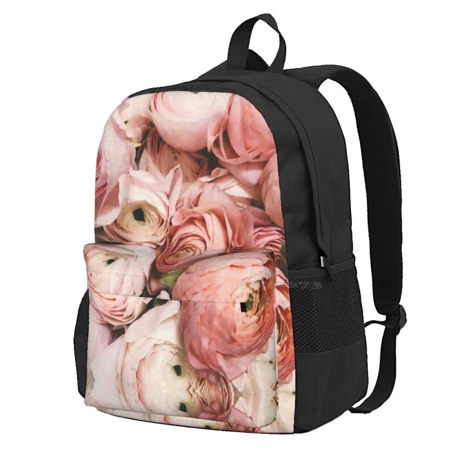 Pink Peonies Hot Sale Schoolbag Backpack Fashion Bags Peony Peonies Pink Flowers Roses Floral Nature Botanical