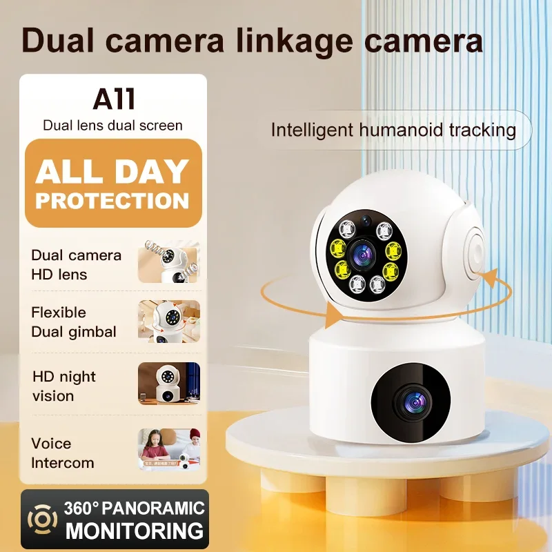 WiFi IP Camera PTZ Dual Lens 2.4G 1080P Night Vision Two-Way Voice Cloud Storage Indoor Outdoor Security Monitoring Baby Monitor