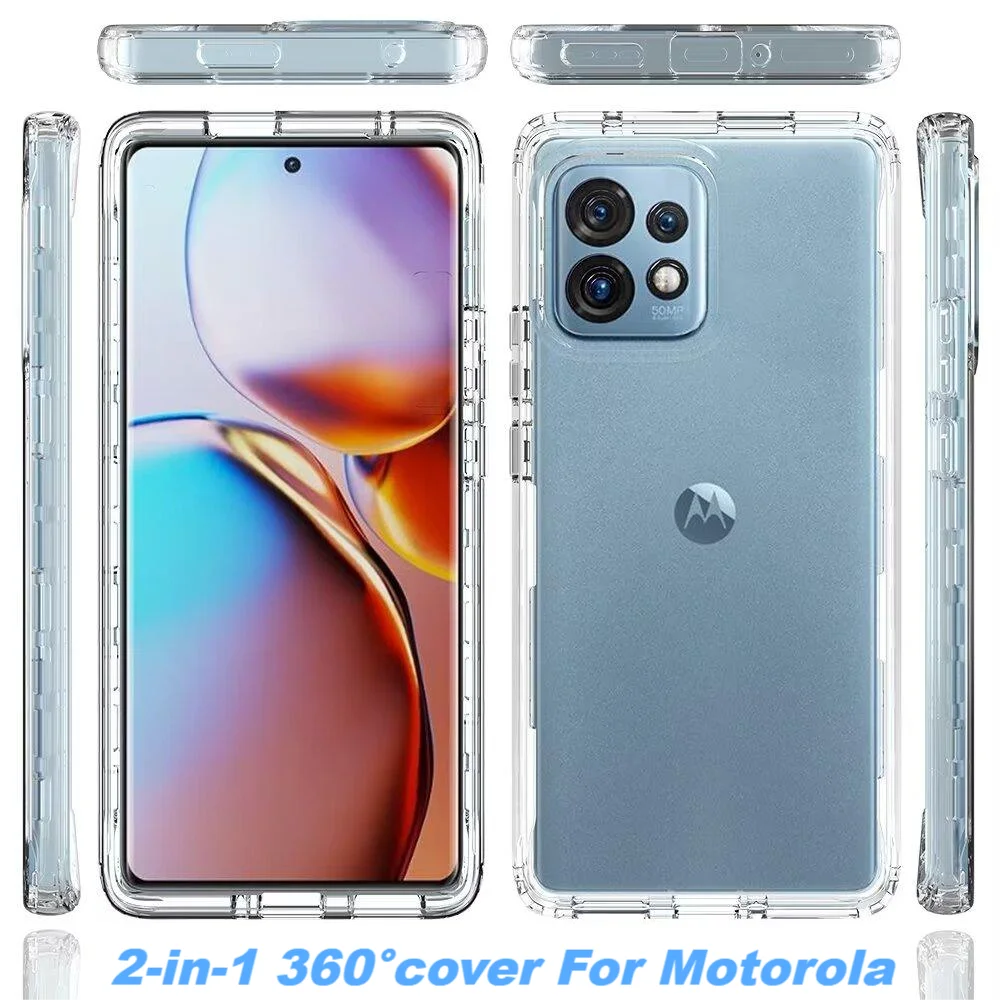 

360°Full Body Coverage Clear Phone Case For Motorola Moto G22 G71 G51 G41 G31 G200 G50 G30 G20 G10 E20 Edge 20 PC+Acrylic Cases