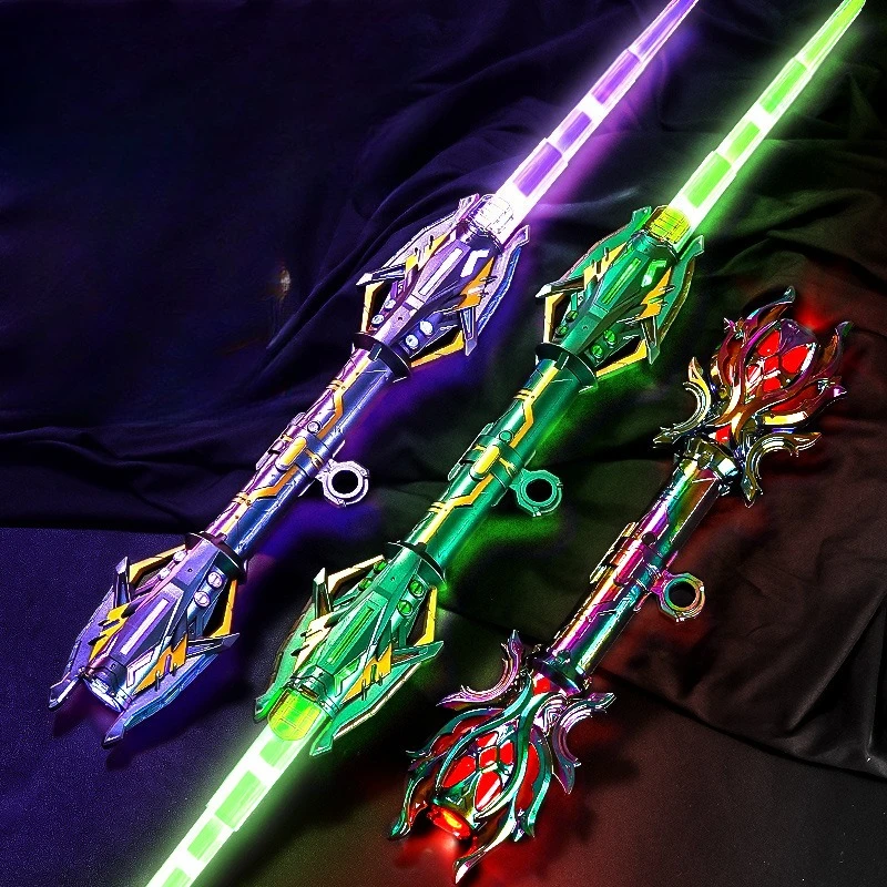 Thunder Star Scepter Star Wars Double Head 2-in-1 Retractable Laser Sword Glowing Boy Toy Gift