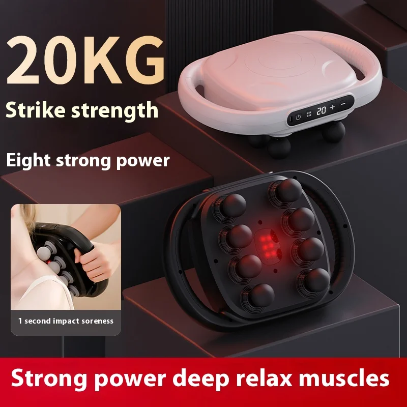 Smart Library New Release Powerful 9 Modes 20 Intensity Handheld Percussion Muscle Massage  With 8 Massage Heads